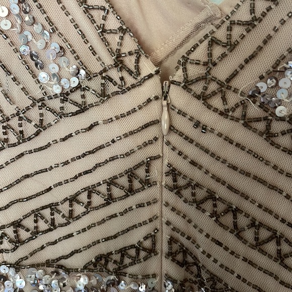 Marina | Plus Size 14 Embellished Beaded Sequin Art Deco Pleat Skirt Mesh Gown - Picture 14 of 16